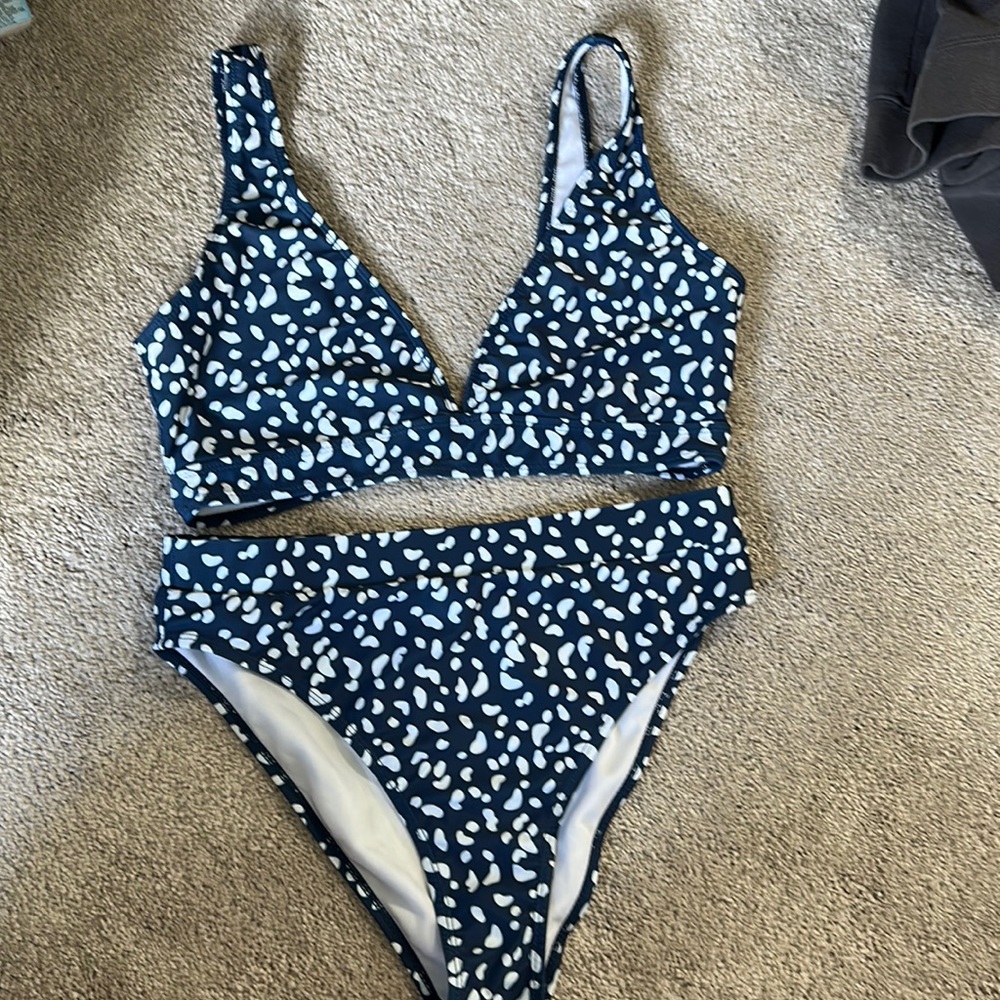 Blue and White Bikini